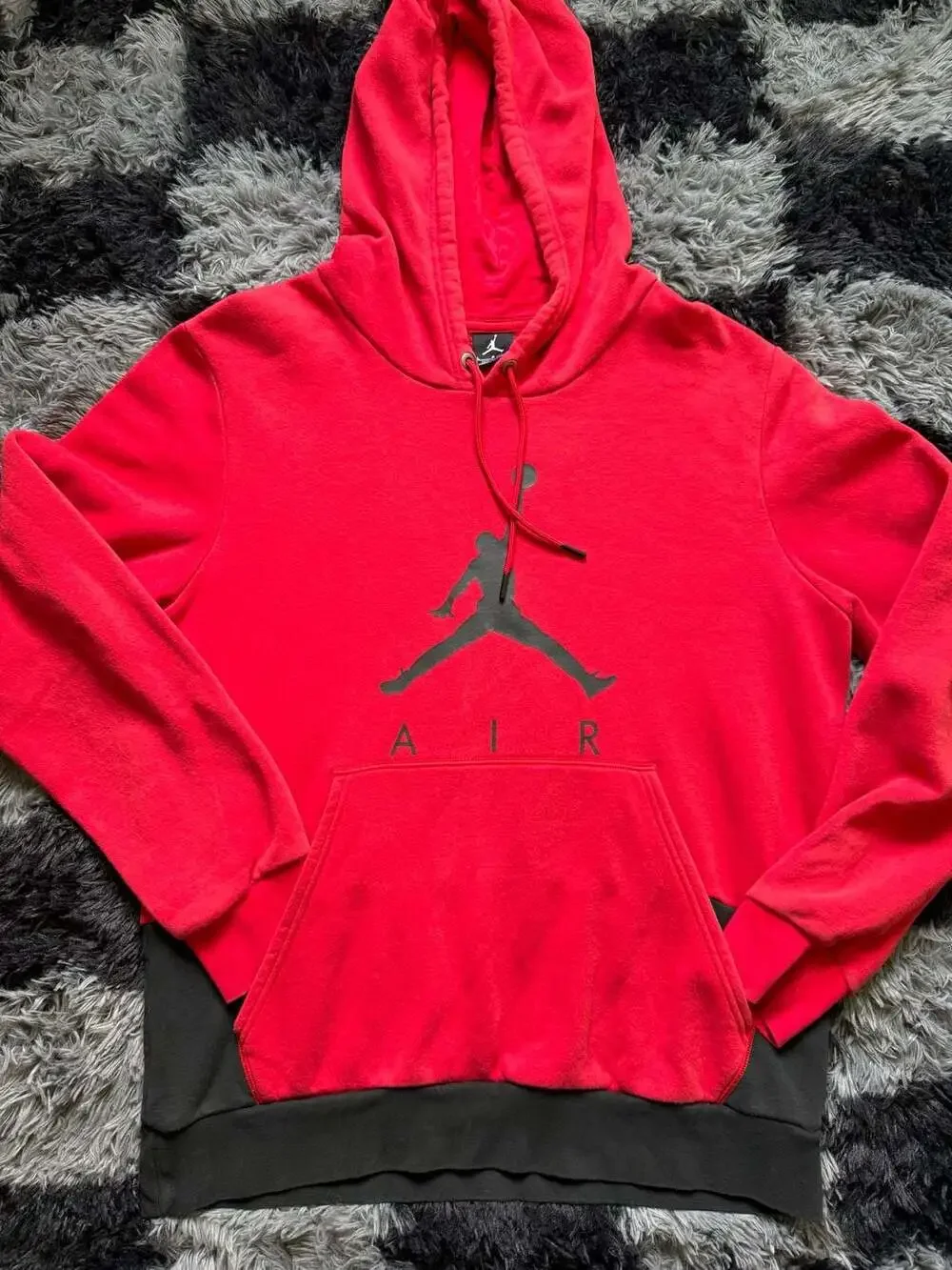 Air Jordan Jumpman Colorblock Pullover Red Fleece Hoodie Size L